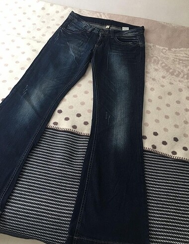 ole lacivert acid washed flared bootcut vintage düşük bel jean