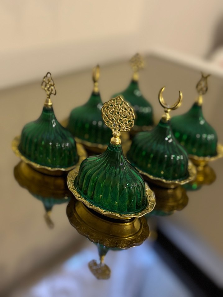 Yeşil Parlak Etnik Desenli kahve yanı lokumluk - Görsel 4