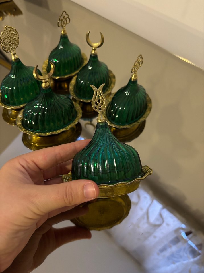 Yeşil Parlak Etnik Desenli kahve yanı lokumluk - Görsel 3