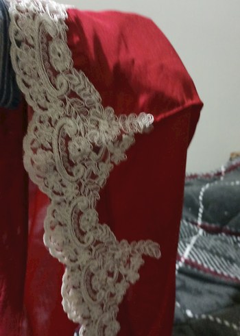 Bordo Nakışlı Uzun hazır saten eşarp - Görsel 4