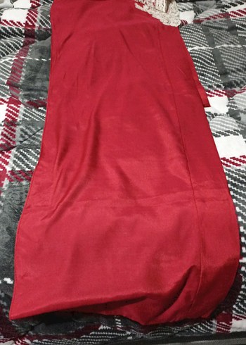 Bordo Nakışlı Uzun hazır saten eşarp - Görsel 2