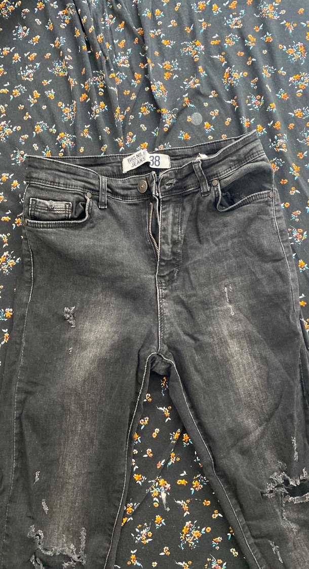 Siyah Yırtık Bol Kesim Midi Kot Pantolon - Görsel 3