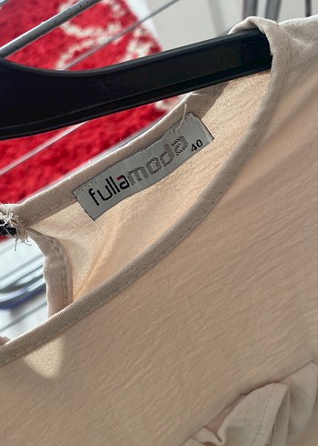 Bej Keten Kadın Fırfırlı Bluz - Görsel 3