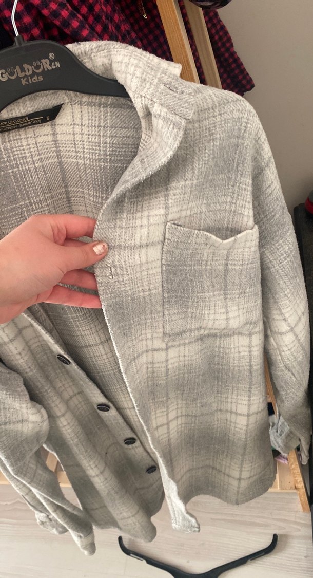 Gri Düğmeli Kadın Keten Gömlek - Görsel 2