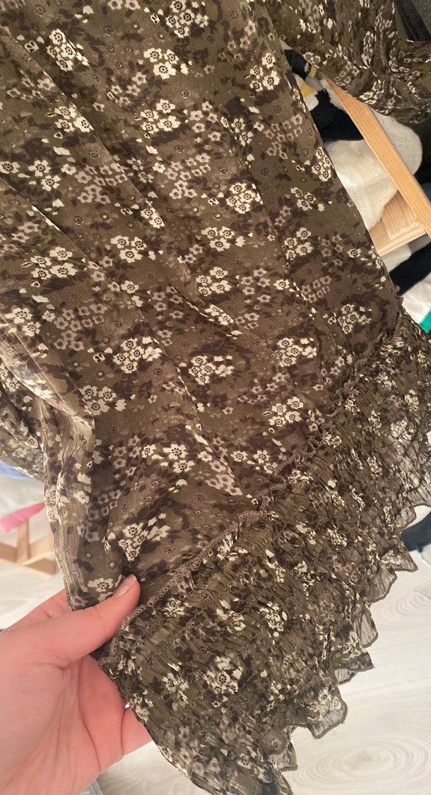 Dantel Detaylı Kahverengi Bohem Bluz - Görsel 3