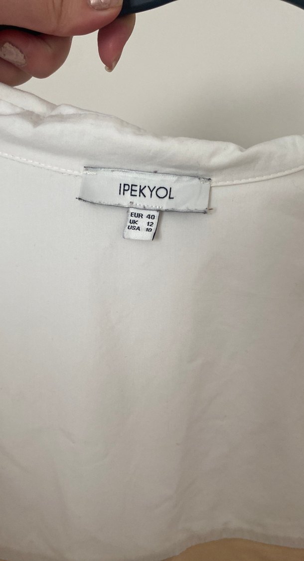 Bej Pamuklu Düğmeli Uzun Kollu Gömlek - Görsel 3