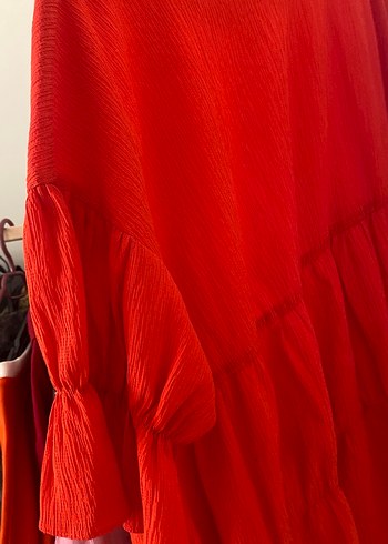 Kırmızı Fırfırlı Hamile Bluzu - Görsel 2