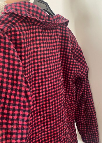 Pembe  Kareli Düğmeli Kadın Gömlek - Görsel 4