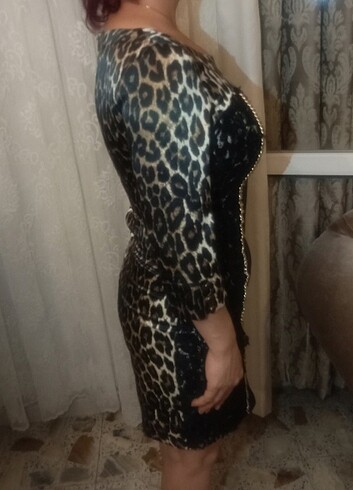 s Beden Leopar elbise