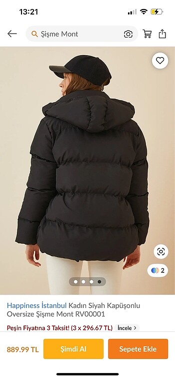 Trendyol & Milla Siyah şişme oversize mont