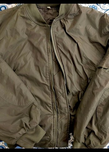 Haki Kadın Midi Boy Fermuarlı Ceket - Görsel 2