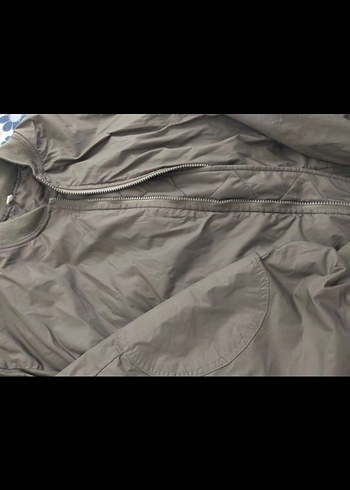 Haki Kadın Midi Boy Fermuarlı Ceket - Görsel 3