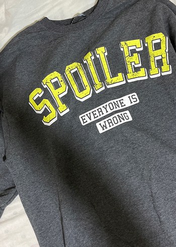 s Beden gri Renk Gri Uzun Kollu Baskılı Sweatshirt