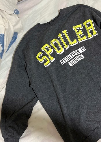 s Beden Gri Uzun Kollu Baskılı Sweatshirt