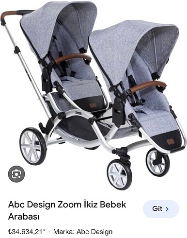 Abc desing zoom ikiz bebek arabası