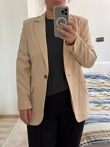 Mango ince çizgili blazer ceket