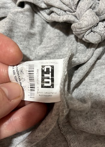 Gri Kısa Kollu Bağlamalı Crop Top - Görsel 5