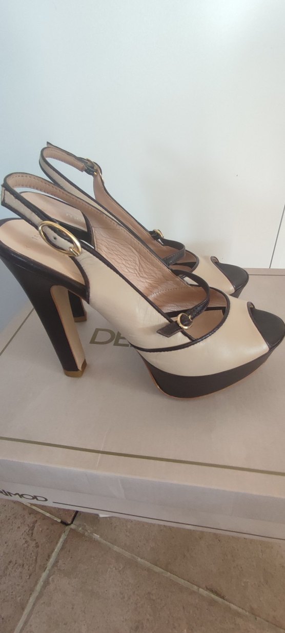 37 numara Krem-Kahve Topuklu Kadın Ayakkabı - Görsel 4