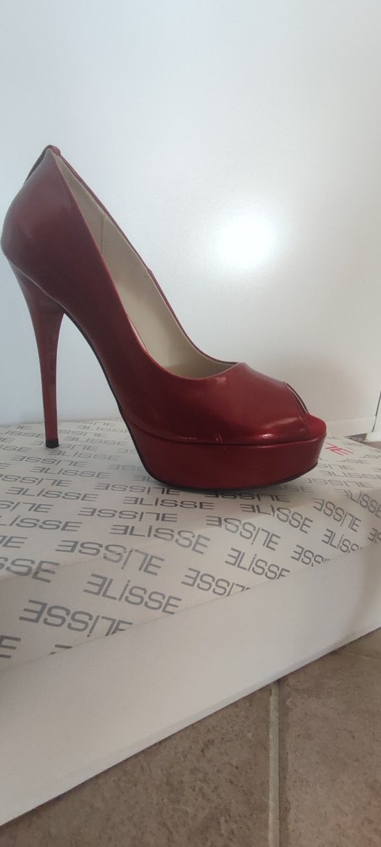 Parlak Kırmızı rugan 12cm platform taban ayakkabı - Görsel 4