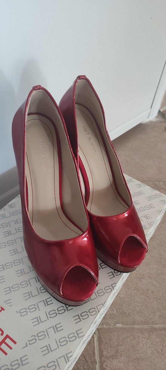 Parlak Kırmızı rugan 12cm platform taban ayakkabı - Görsel 2