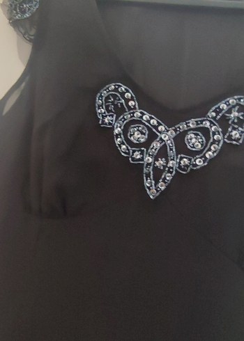 Marks&Spencer Siyah İşlemeli Boncuklu 42 beden elbise - Görsel 5