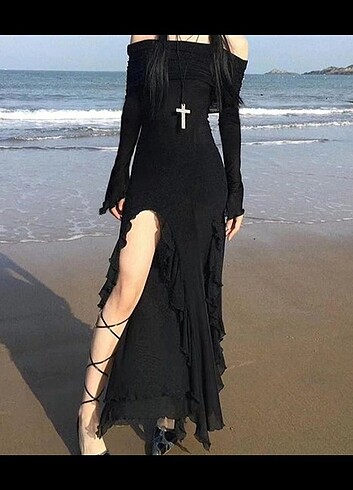 Vivienne Westwood Gothic Grunge Bodycon Siyah Elbise