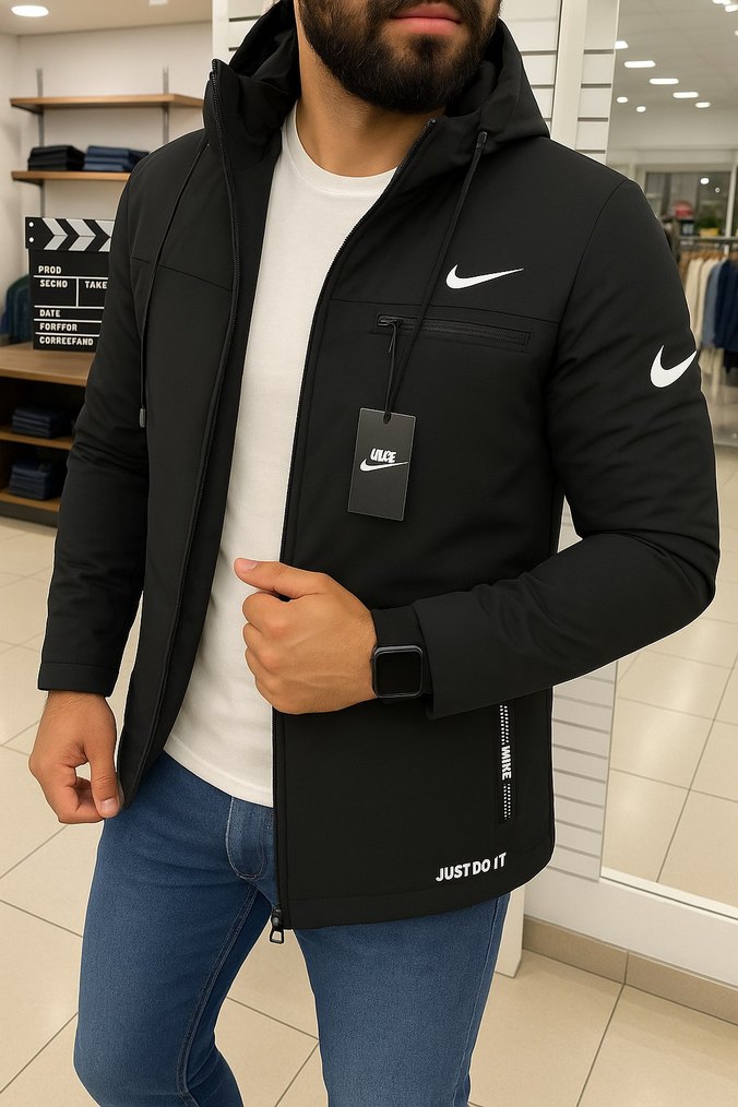 Nike Siyah Kapüşonlu Erkek mont - Görsel 2