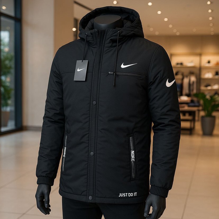 Nike Siyah Kapüşonlu Erkek mont - Görsel 5