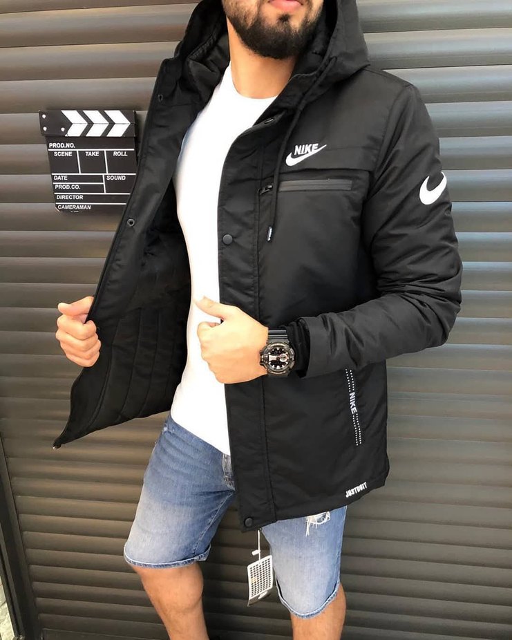 Nike Siyah Kapüşonlu Erkek mont - Görsel 3