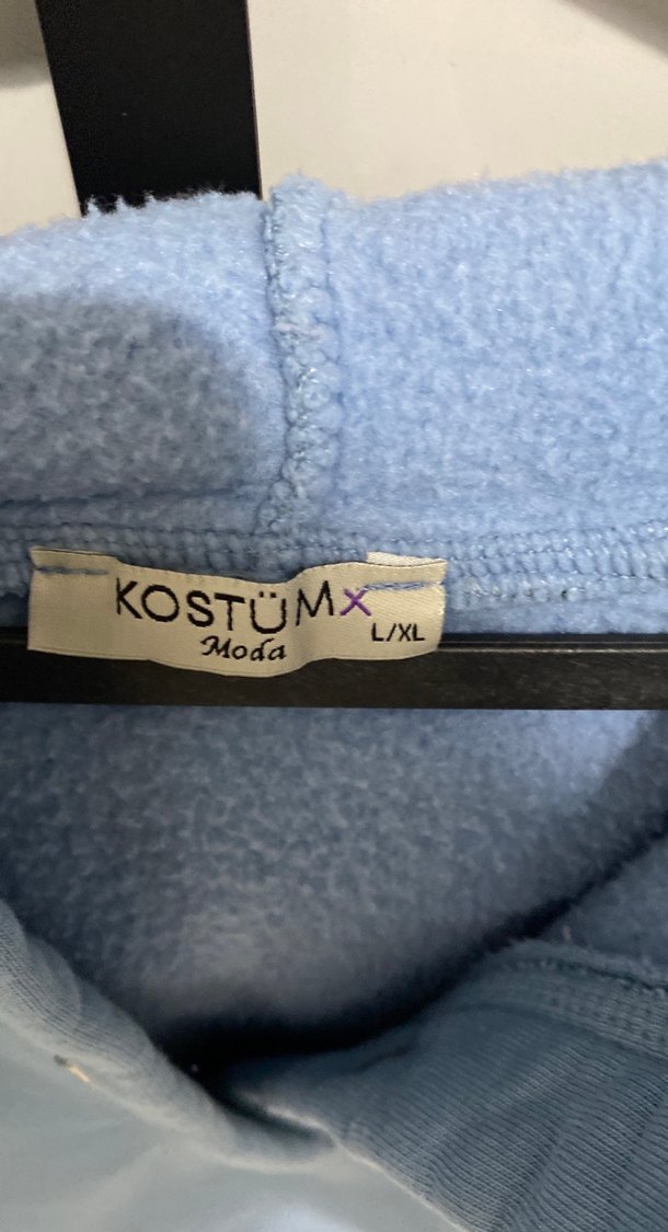 Düğmeli Kapüşonlu Mavi Kadın Sweatshirt - Görsel 2