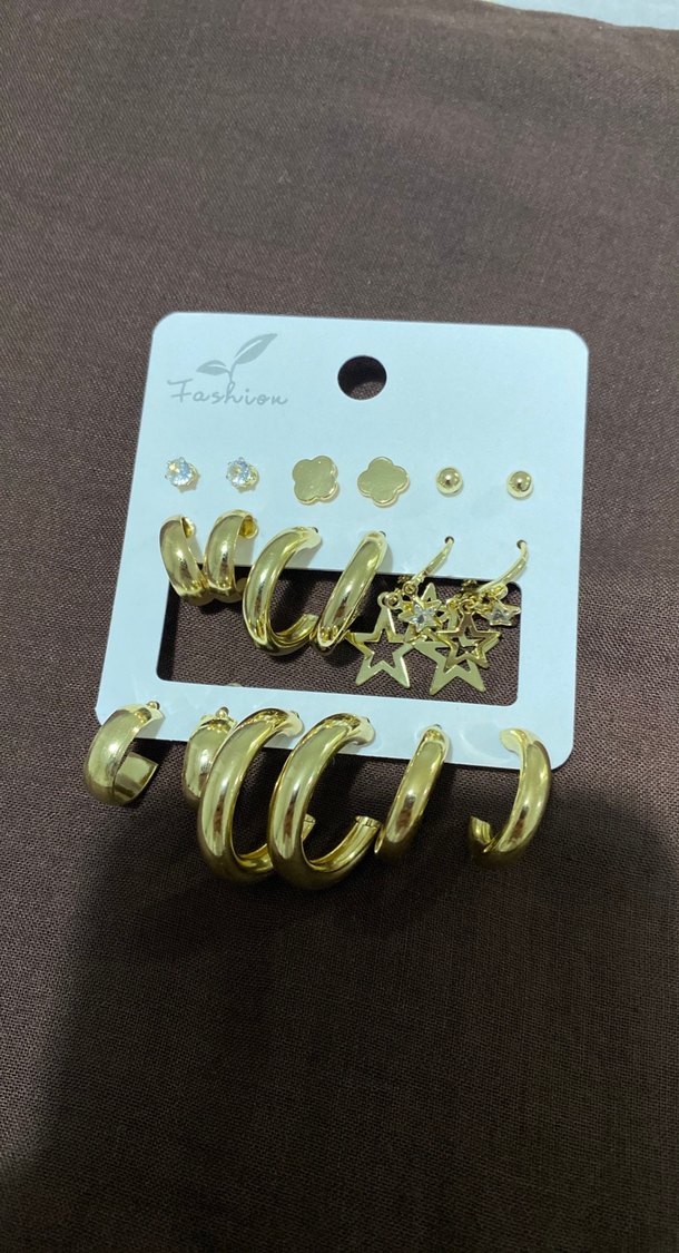 Kadın Altın Renk Mini Halka Küpe Seti - Görsel 2