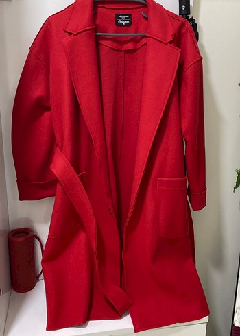 Kırmızı Midi Kadın Kaban - Görsel 2