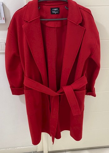 Kırmızı Midi Kadın Kaban - Görsel 3