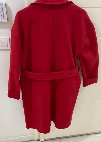 Kırmızı Midi Kadın Kaban - Görsel 5