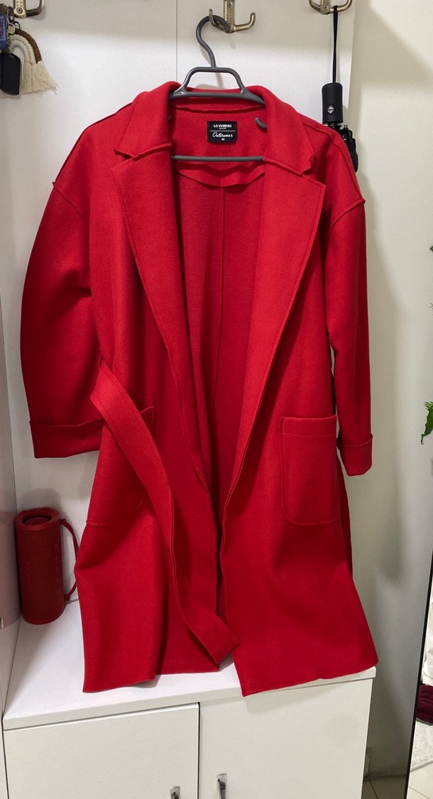 Kırmızı Midi Kadın Kaban - Görsel 2