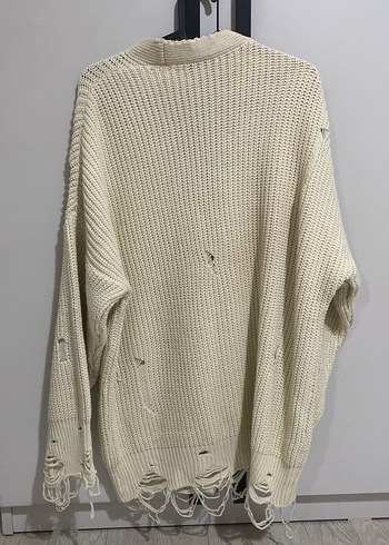 Krem Kadın Hırka, Rahat Kesim, Midi Boy - Görsel 2