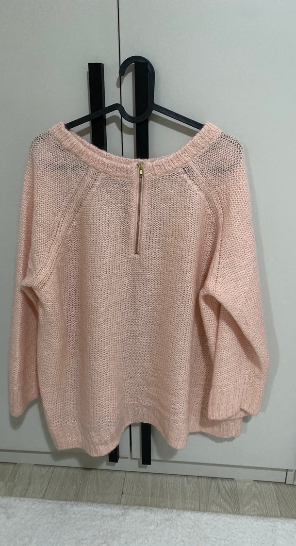 Pembe Örgü Kadın Kazak - Görsel 3