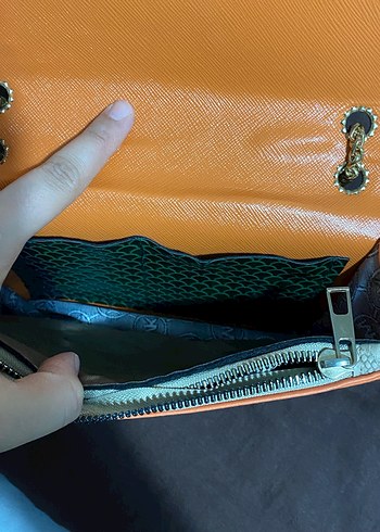 Zara Zincir Detaylı Kahverengi Deri Çanta - Görsel 6