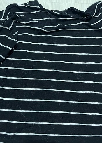 Pull and Bear Düğmeli Siyah Çizgili Bluz