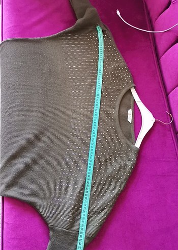 Uzun Kollu Örme yeşil Kadın Tunik - Görsel 7