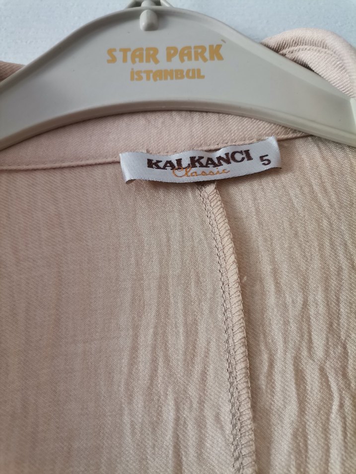 Bej Uzun Kollu Keten Kadın Gömlek..... - Görsel 2