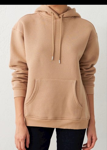 Bej Kadın Kapüşonlu Sweatshirt