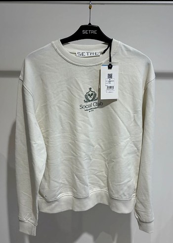 Beyaz Oversize Kadın Sweatshirt