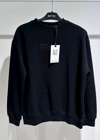 Siyah Basic Crew Neck Sweatshirt