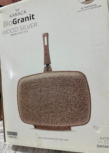 Karaca BioGranite Wood Silver Çift Taraflı Tava 34 cm