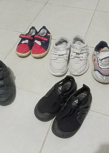 30 Beden Gri Beyaz Erkek Çocuk Spor Ayakkabı Velcro