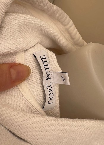 m Beden beyaz Renk Gri Ruffled Kapüşonlu Kadın Sweatshirt