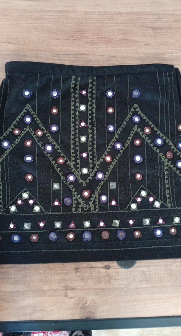 Boncuk İşlemeli Bohem Mini Etek - Görsel 3