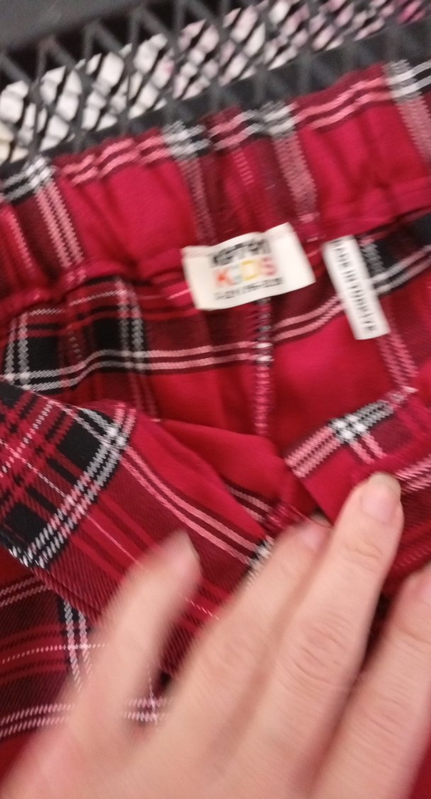 Düğmeli Kırmızı Ekose Kadın Kumaş Pantolon - Görsel 3