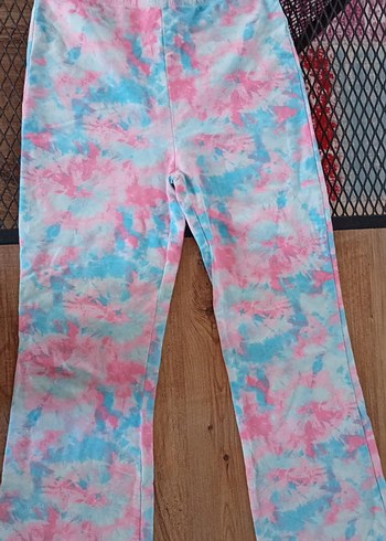 Kızlar için Pastel Renkli Bağlama Desenli Bol Paça Pantolon - Görsel 2